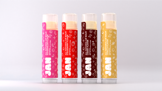 4 Pack Variety Organic & Vegan Lip Balm (Watermelon, Strawberry, Cherry, Vanilla)