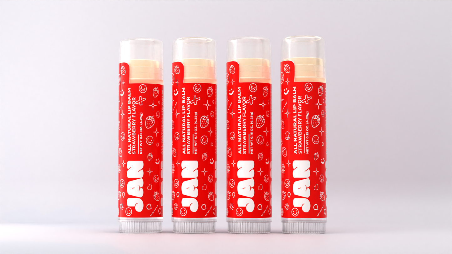 4 Pack Organic & Vegan Lip Balm (Strawberry)